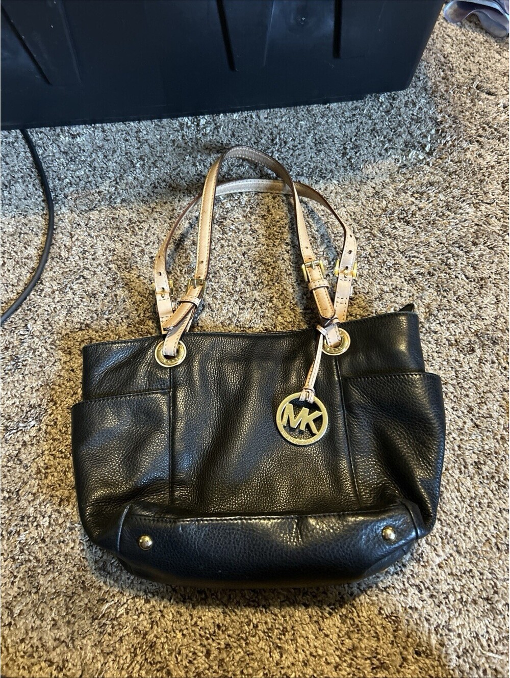 michael kors handbag Leather Jet Set Black Bag